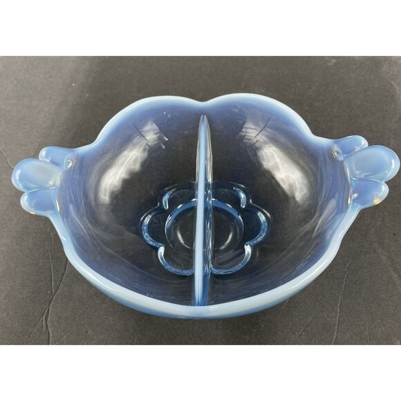Duncan Miller Canterbury Blue Opalescent Divided Candy Nut Dish - Picture 6 of 7